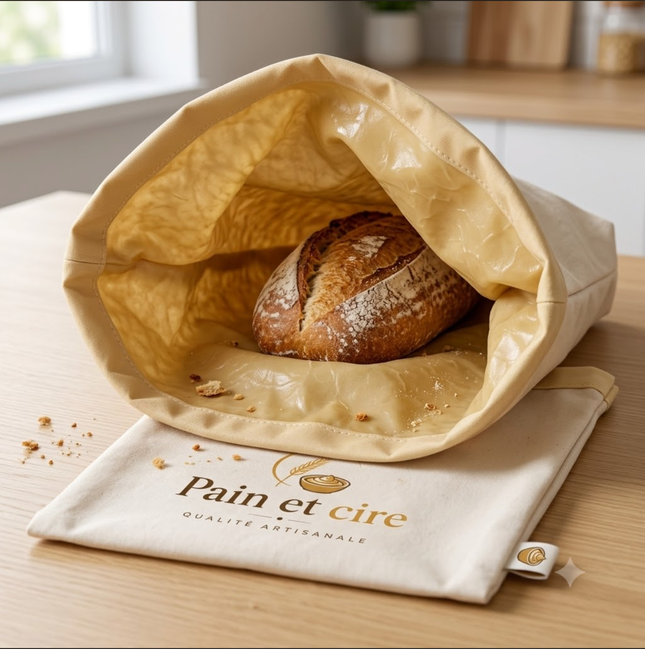 Sac à Pain en Cire d'Abeille de chez Pain et Cire