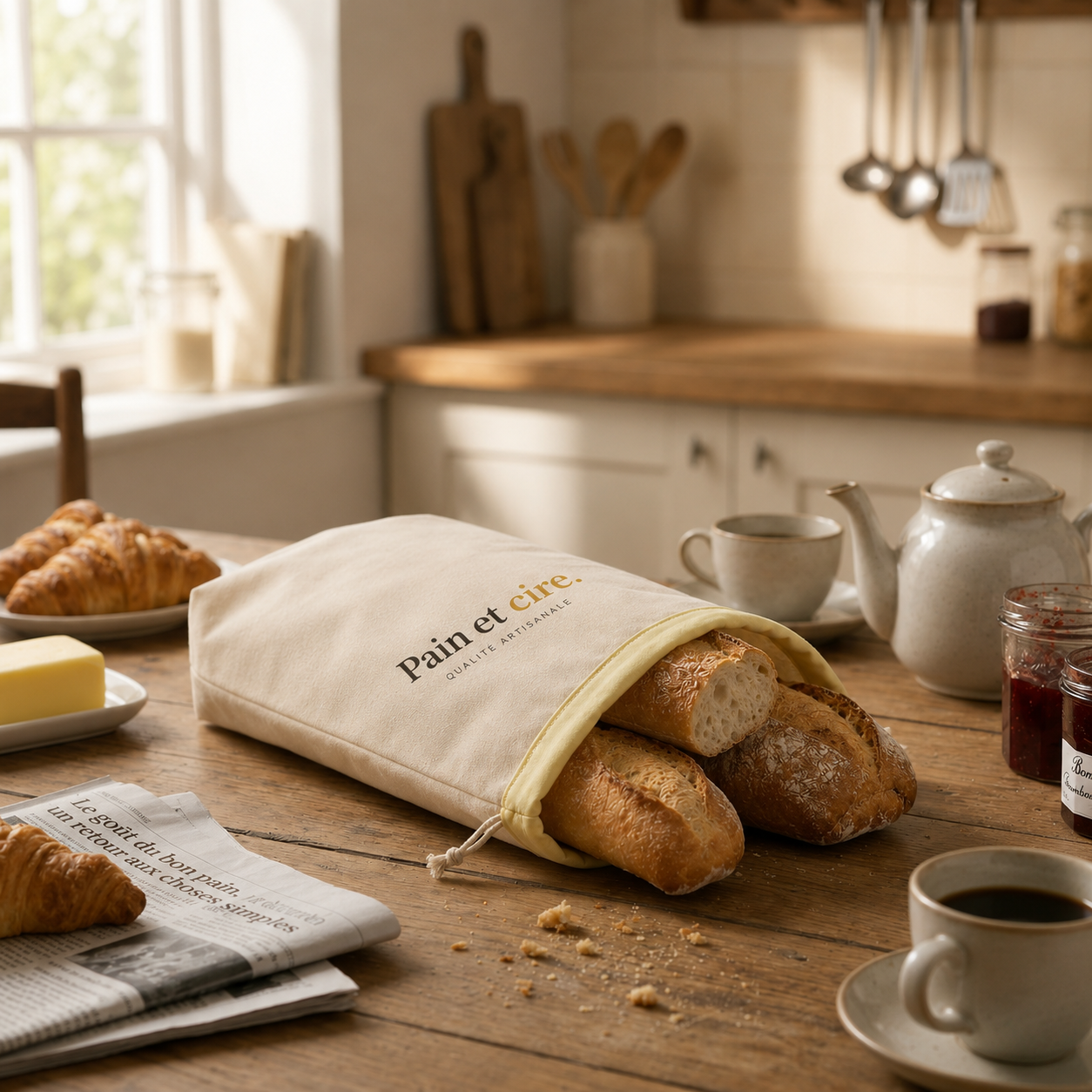 Sac à Pain en Cire d'Abeille de chez Pain et Cire