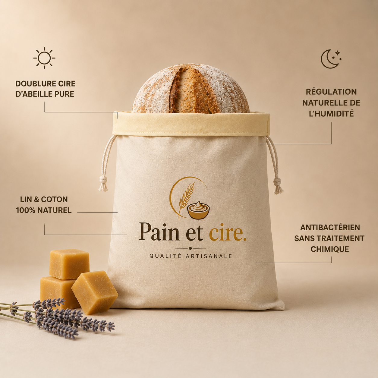 Sac Pain et cire. (30cm x 40cm)