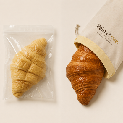 Le sac format viennoiserie en Cire d'Abeille de chez Pain et Cire 20x30