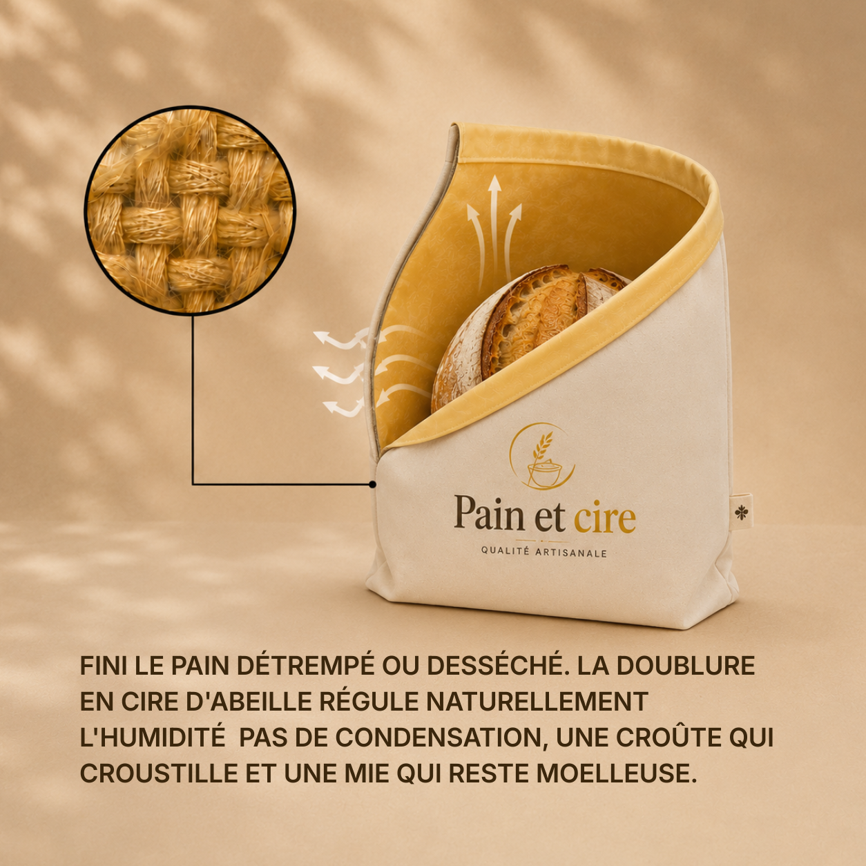 Sac à Pain en Cire d'Abeille de chez Pain et Cire